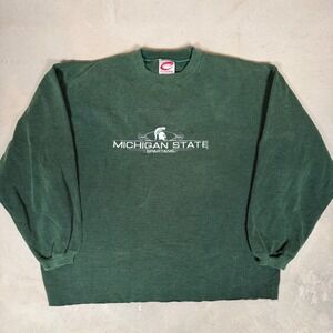 Vintage Michigan State Spartans Cadre Athletic Green Waffle Knit Sweatshirt M